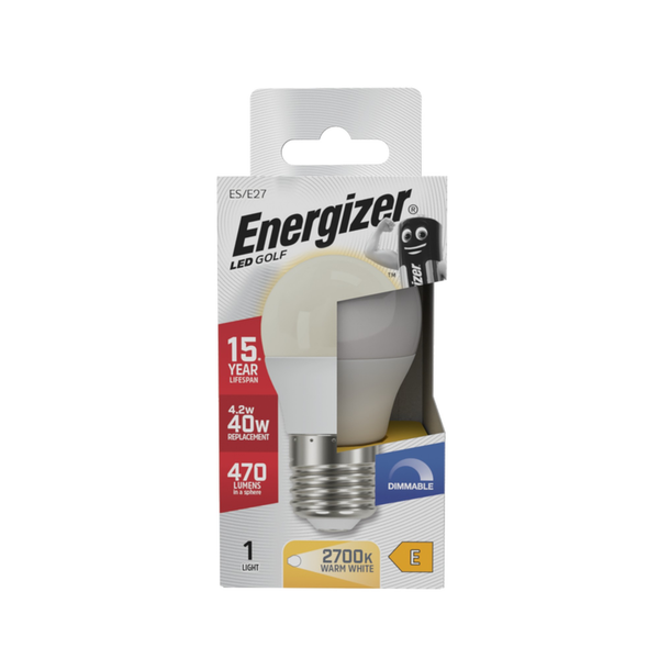 Energizer 4.2W E27 dimmable LED golf ball bulb