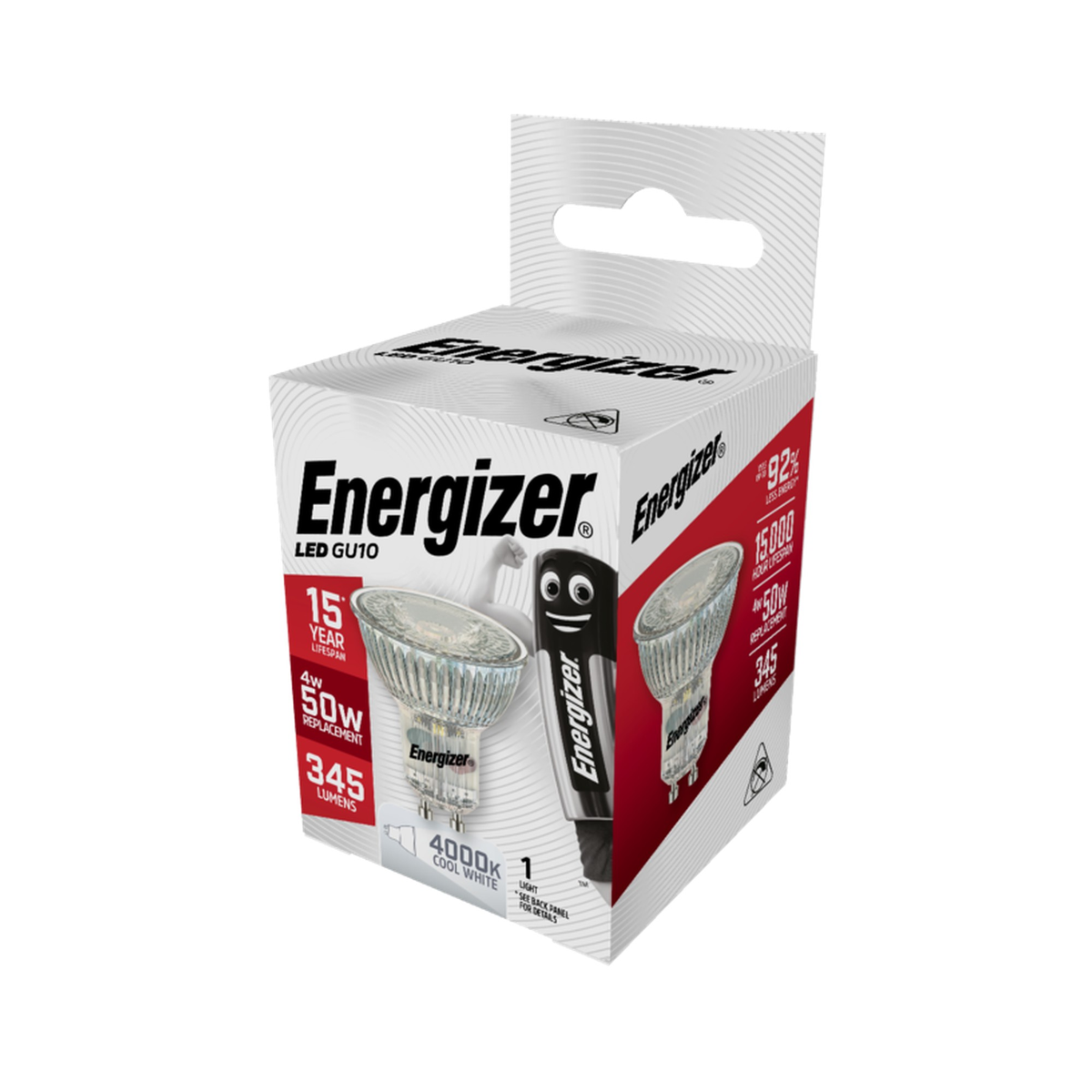 Energizer full glass LED GU10 bulb 4W cool white