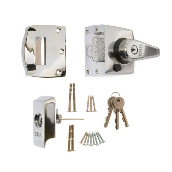 Era BS high security nightlatch in polished chrome, 40mm