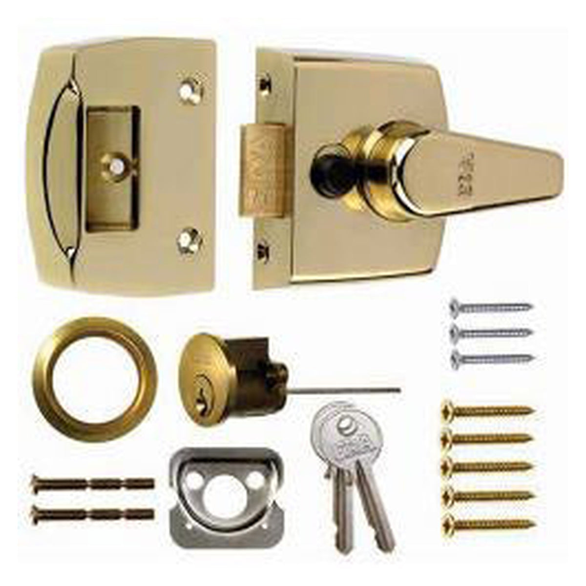 Era replacement front door lock 40mm brass effect