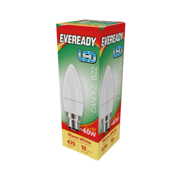 Eveready B22 LED candle bulb 4.9W warm white
