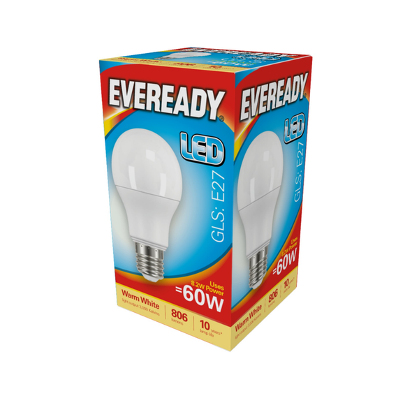 Eveready LED GLS E27 warm white 806lm bulb