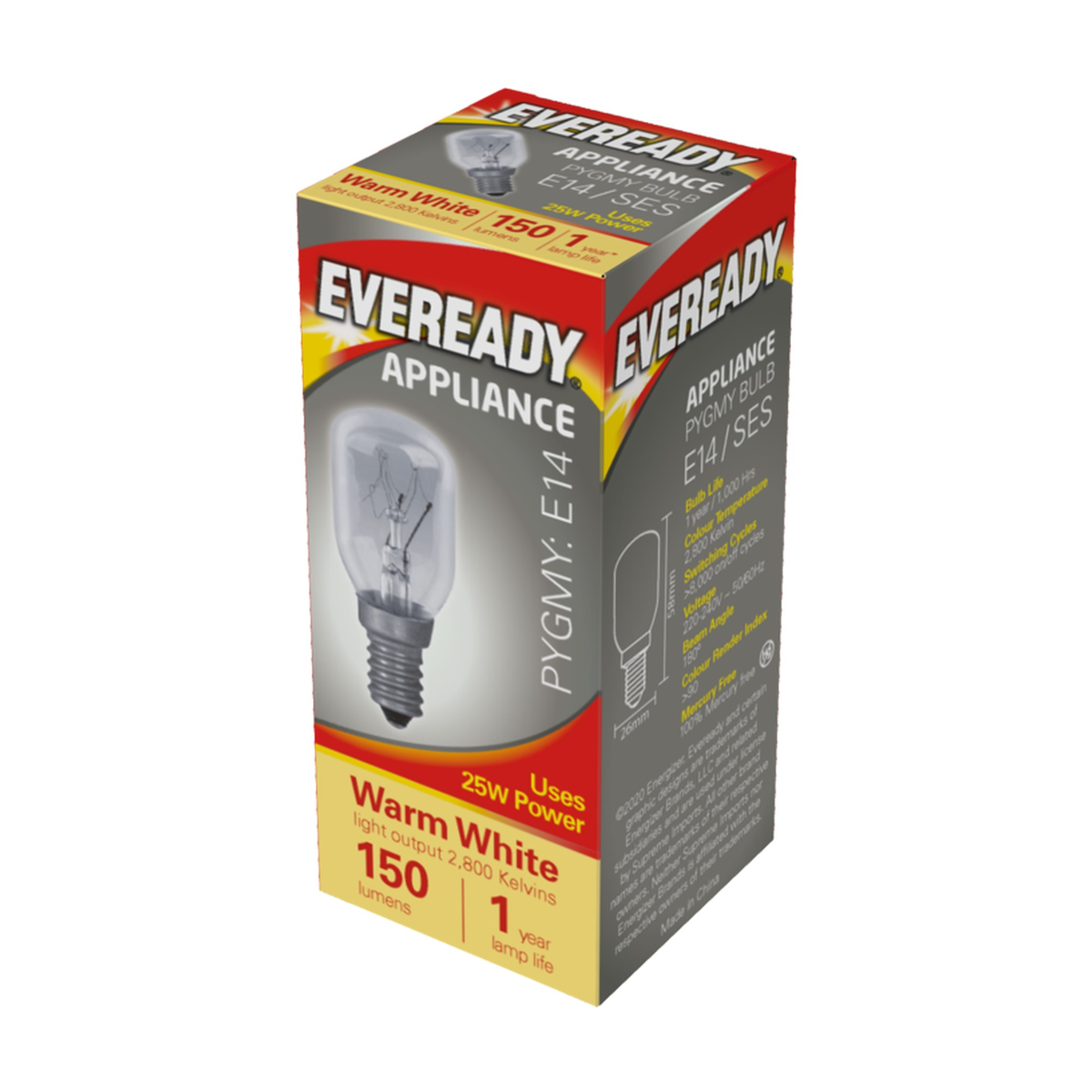 Pack of 10 Eveready Pygmy 25W SES clear lamps