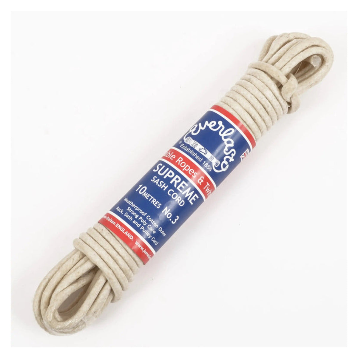 Everlasto No.3 waxed cotton sash cord 10m
