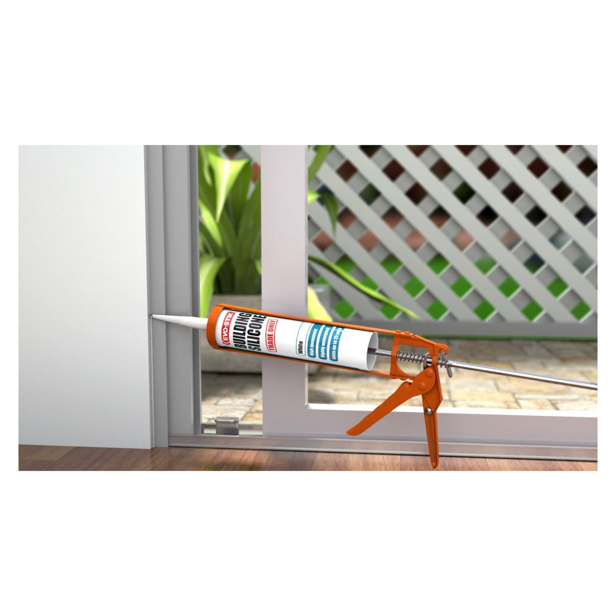 Evo-Stik Building Silicone white sealant, view 2