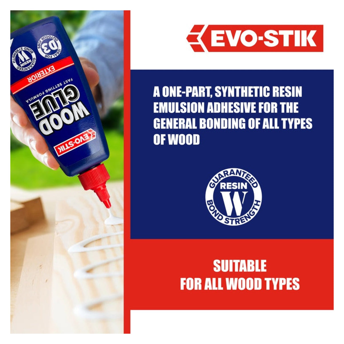 Evo-Stik Resin W weatherproof wood adhesive 500ml bottle, view 4
