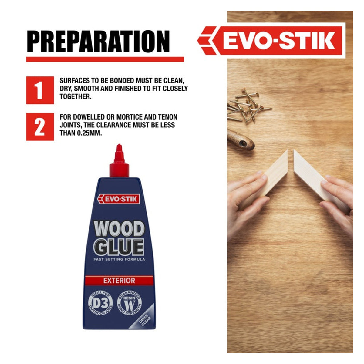 Evo-Stik Resin W weatherproof wood adhesive 500ml bottle, view 6