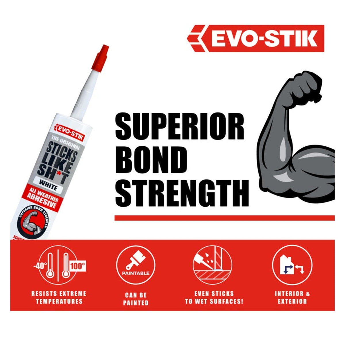 Evo-Stik Sticks Like Sh*t white adhesive 290ml, view 2