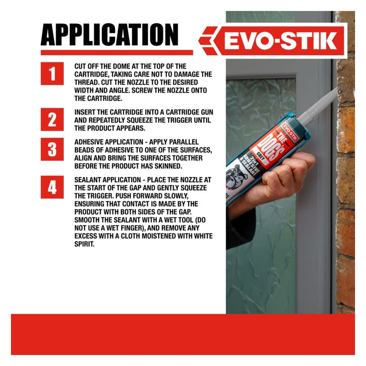 Evo-Stik The Dog's 2 in 1 adhesive and sealant grey 290ml, view 3
