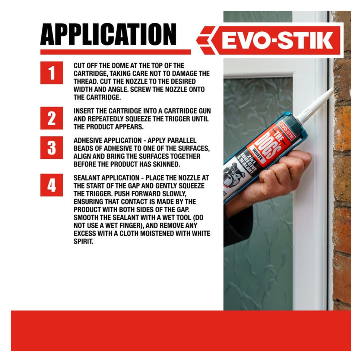 Evo-Stik The Dog's 2 in 1 adhesive and sealant white 290ml, view 5