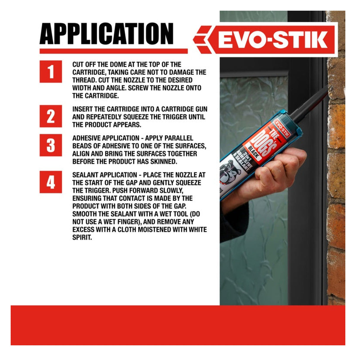 Evo-Stik The Dog's 2 in 1 adhesive and sealant in black 290ml, view 3