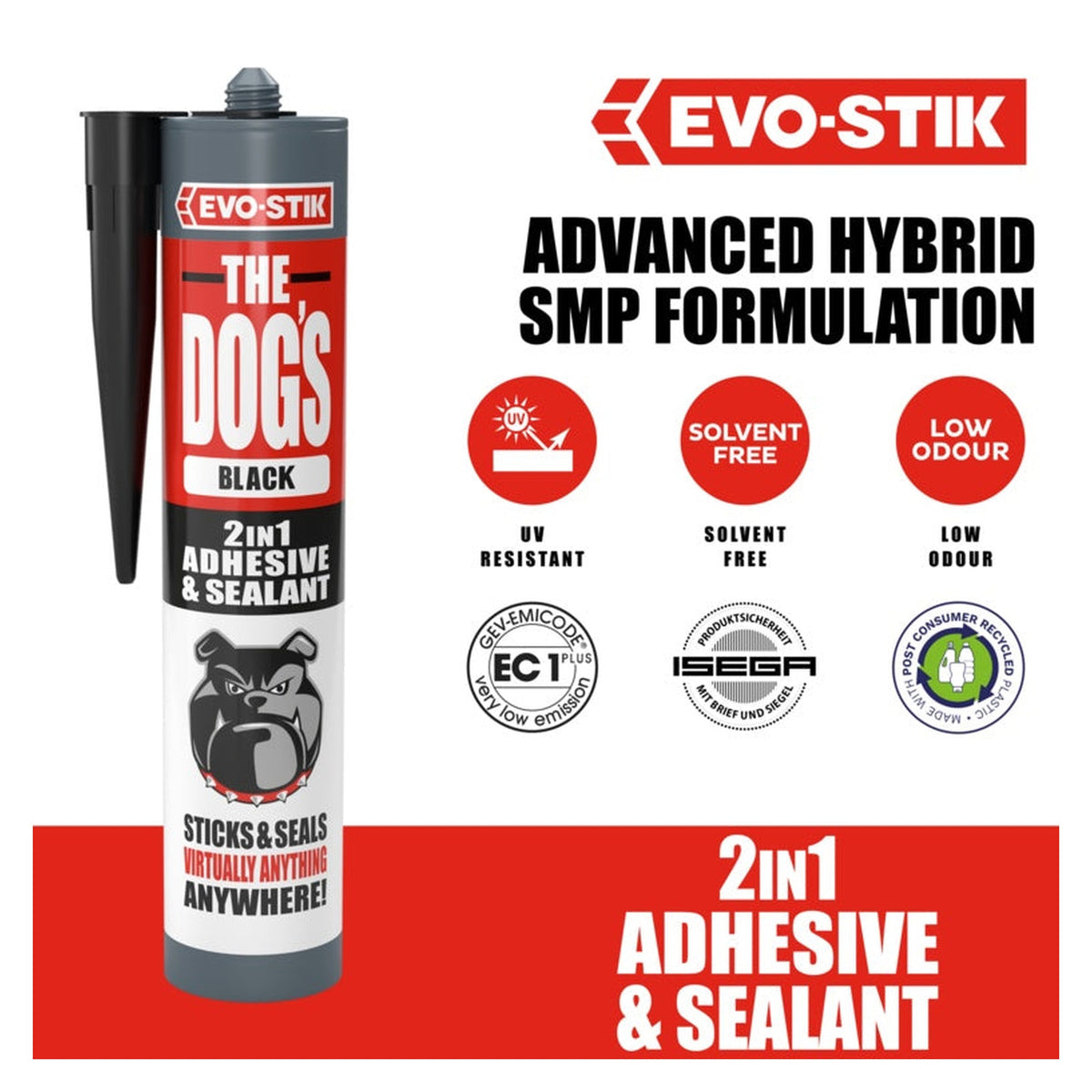 Evo-Stik The Dog's 2 in 1 adhesive and sealant in black 290ml, view 4