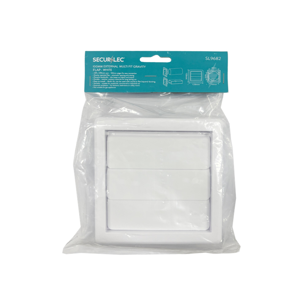 External Multi Fit Gravity Flap White 100mm - 4"