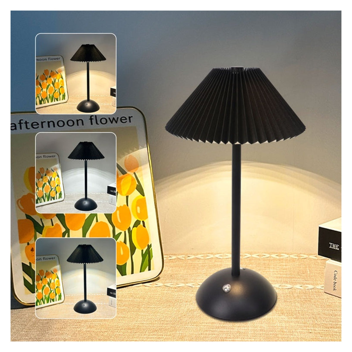 Extrastar black rechargeable LED desk lamp