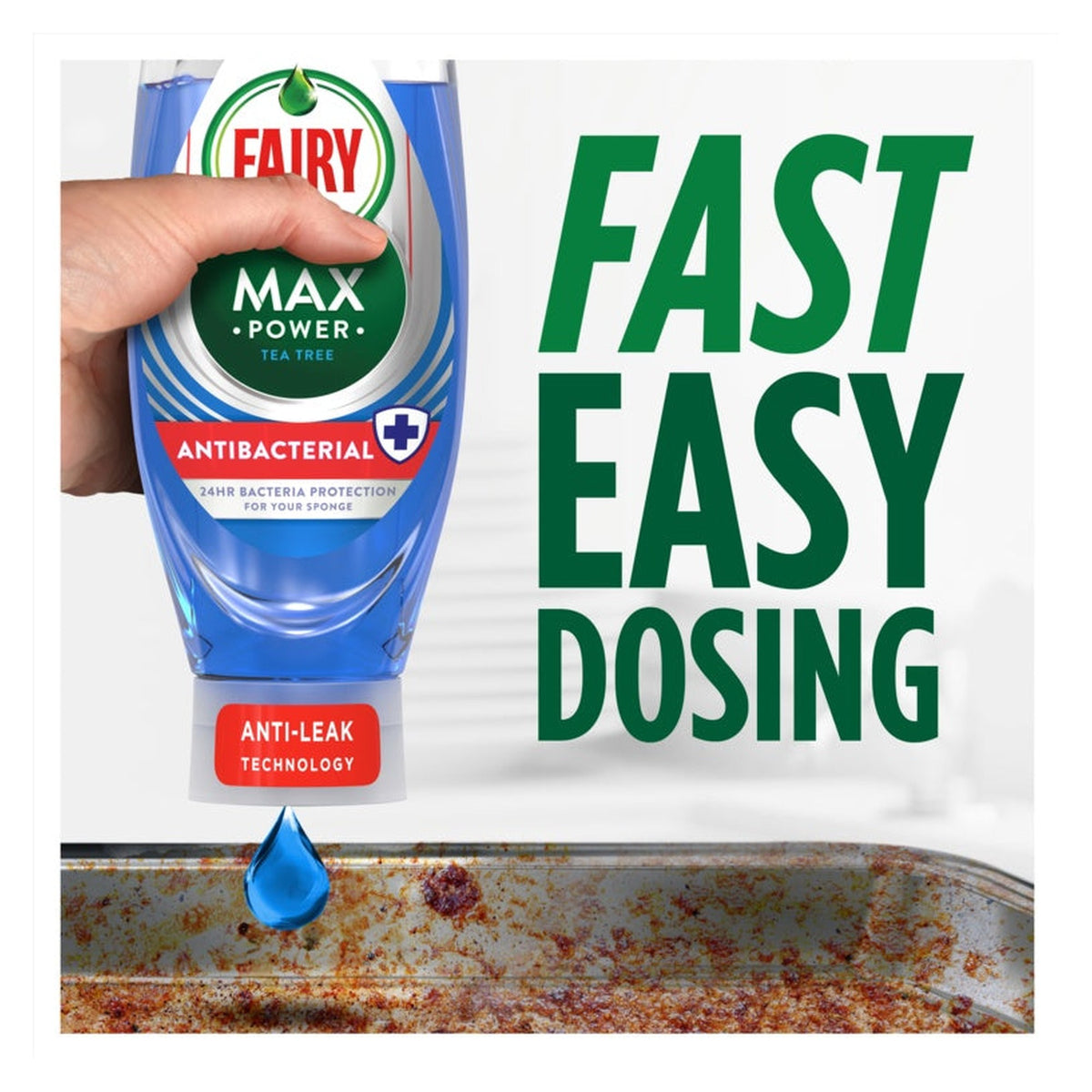 Fairy Max Power Anti-Bac Eucalyptus washing up liquid 730ml, view 2