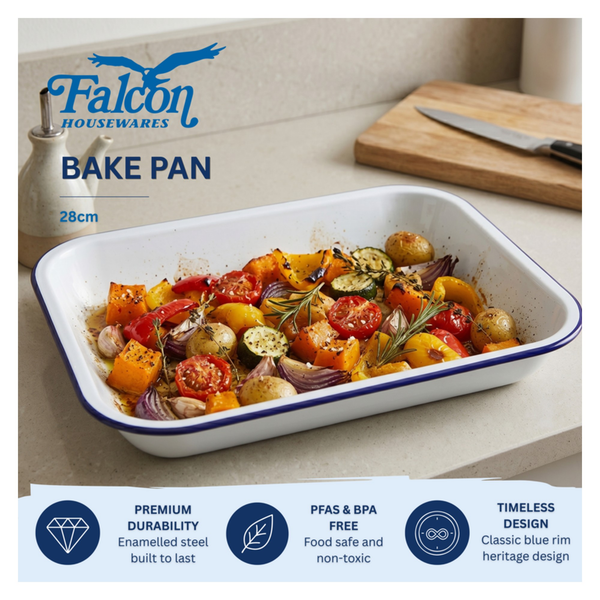 Falcon white enamel bakepan