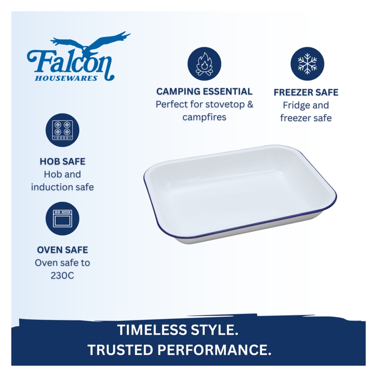 Falcon white enamel bakepan, view 7
