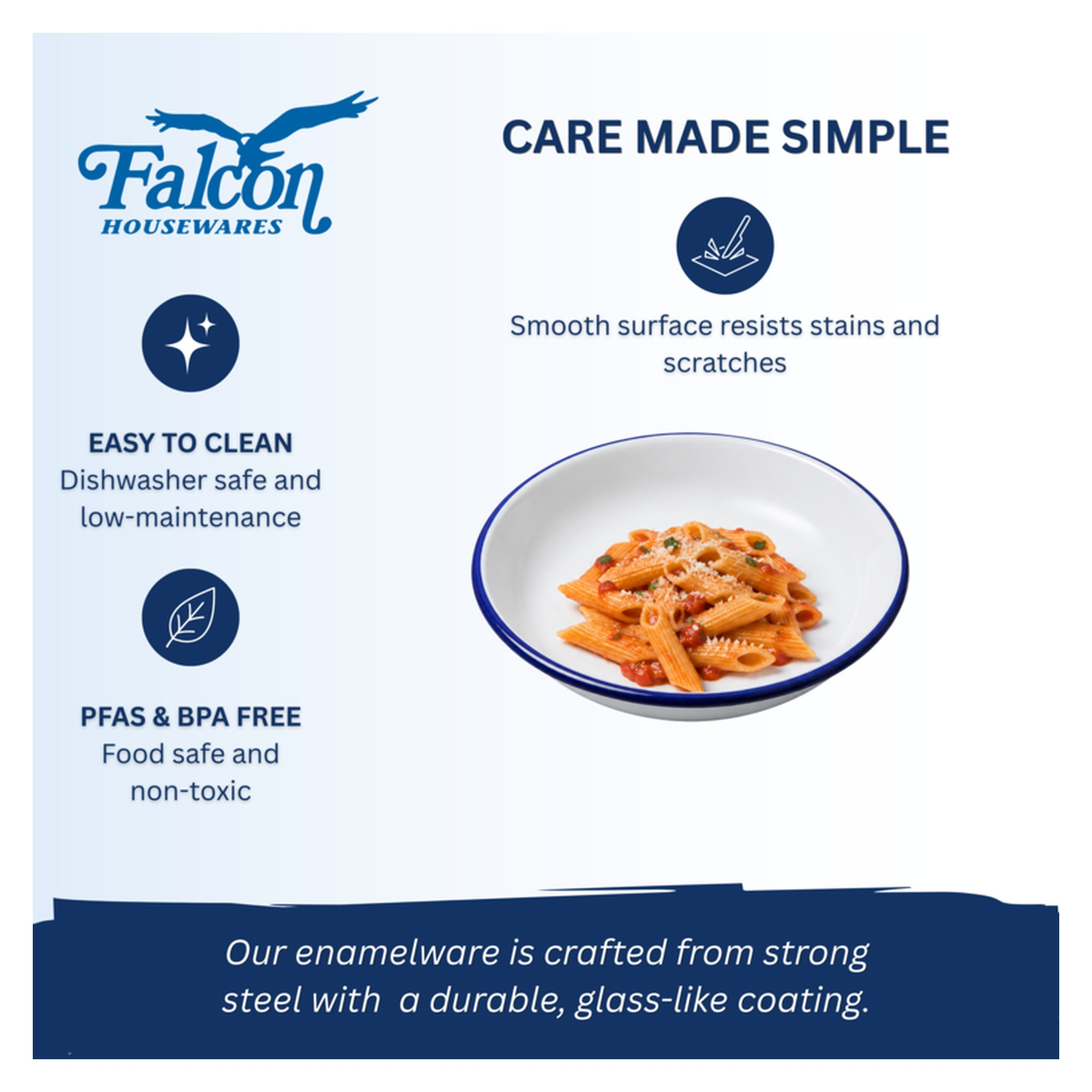 Falcon white enamel pasta and rice plate 18cm, view 2