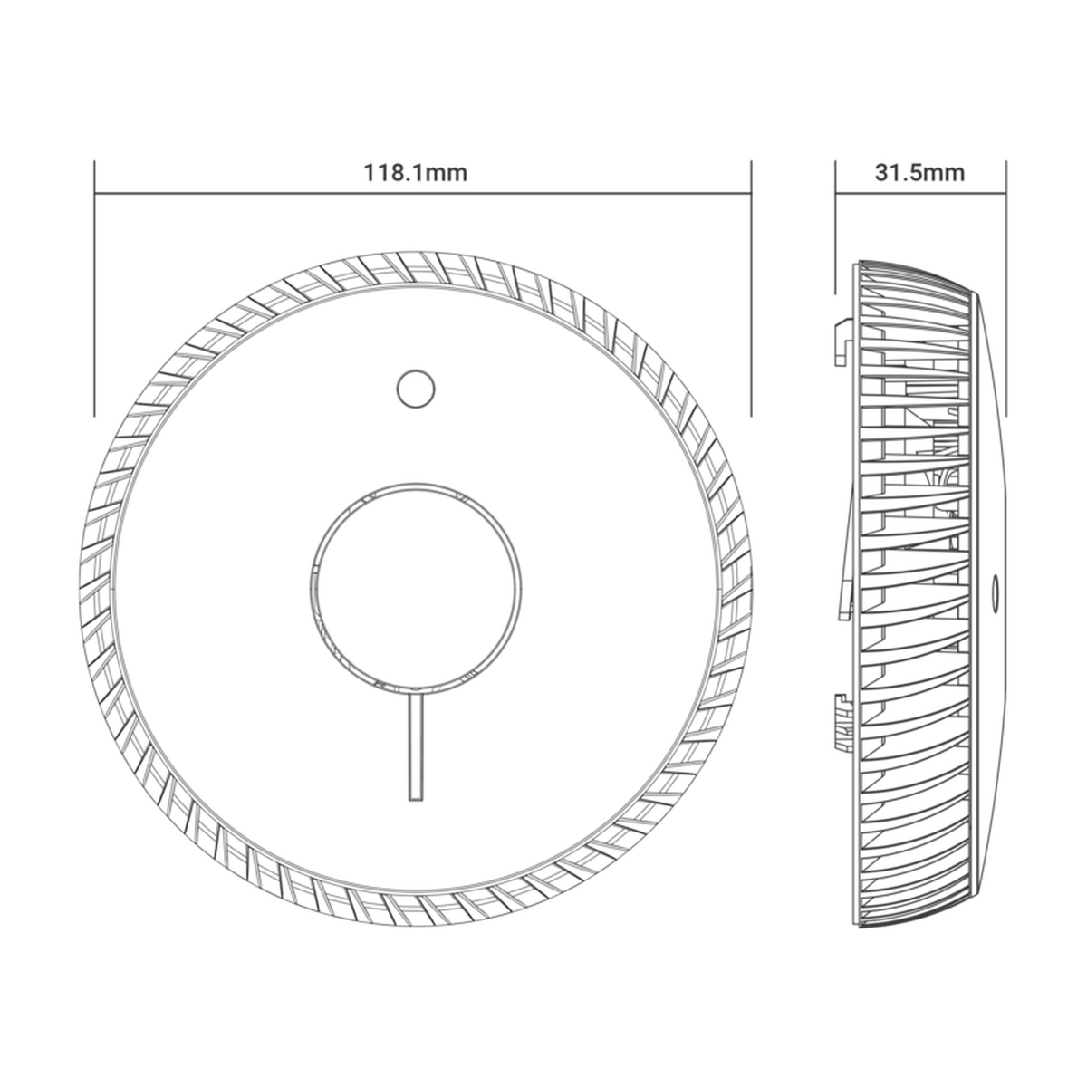 Fire Angel optical smoke alarm, view 2