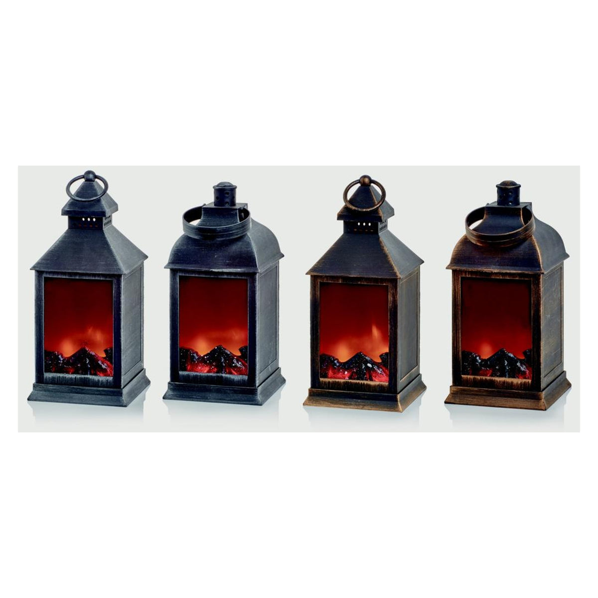 Fireplace Lantern With Brush Effect - 24cm