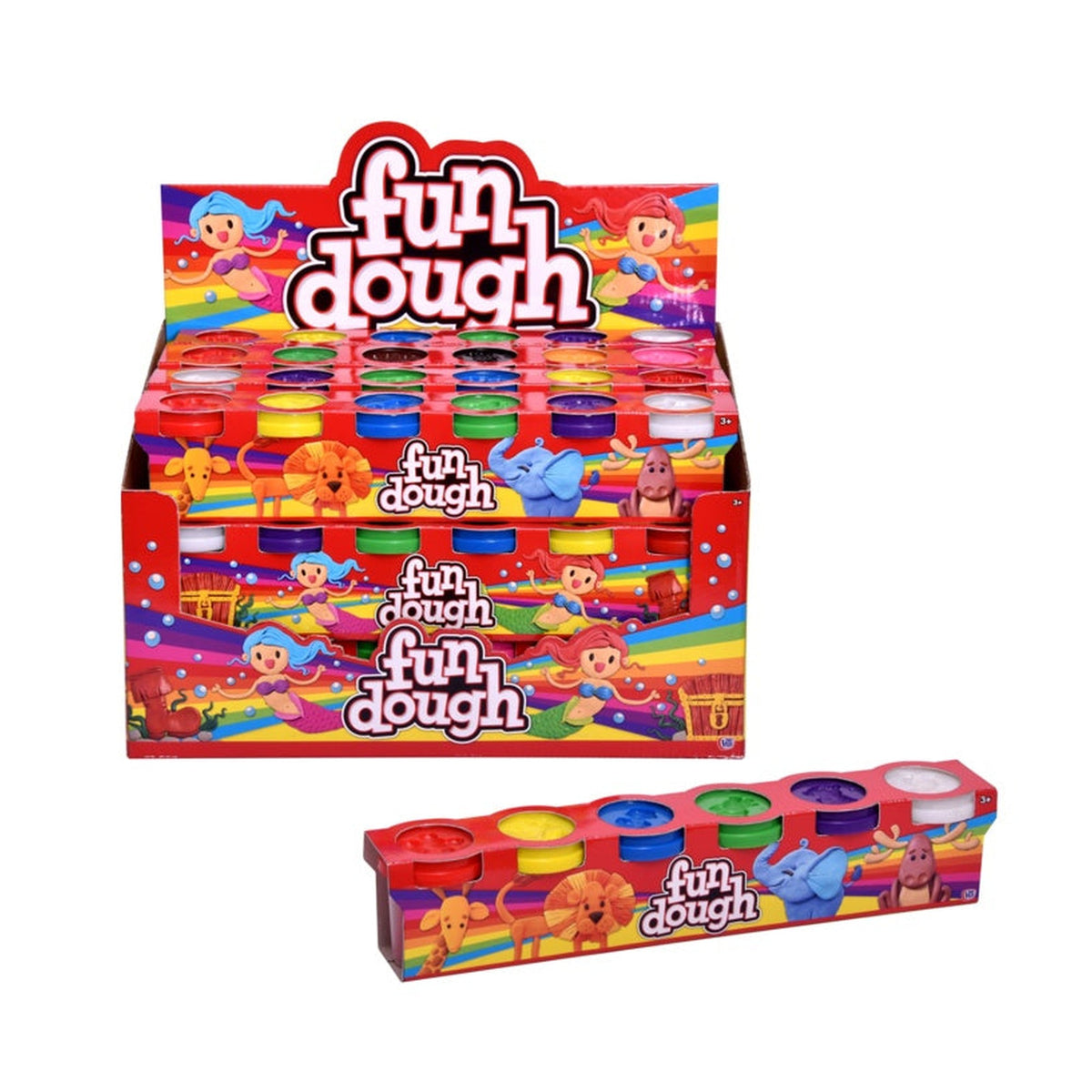 Fun Dough pack of 6 coloured dough pots
