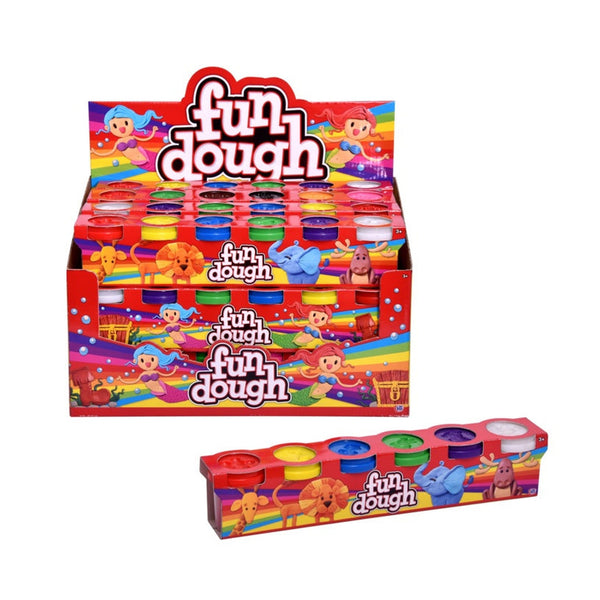 Fun Dough pack of 6 coloured dough pots