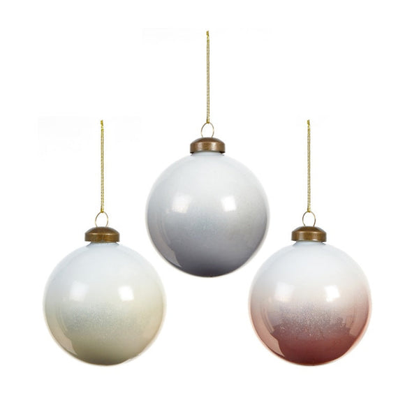 Glass Ombre Bauble - 8cm Green Pink Grey