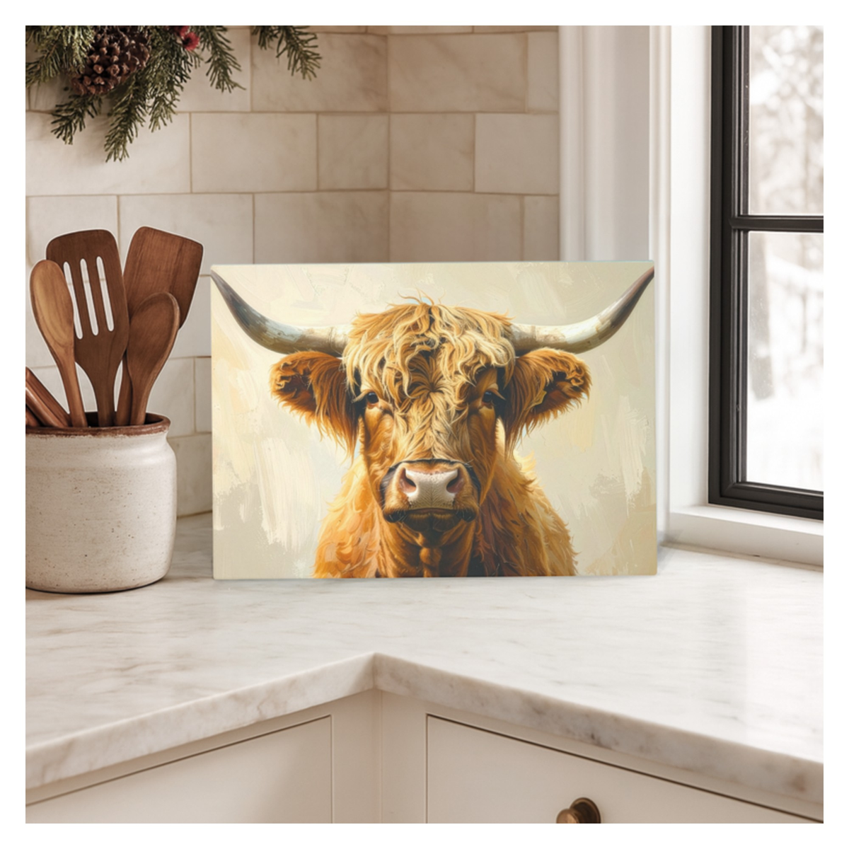 Glass Worktop Saver 28 x 38cm - Highland Cow, view 2