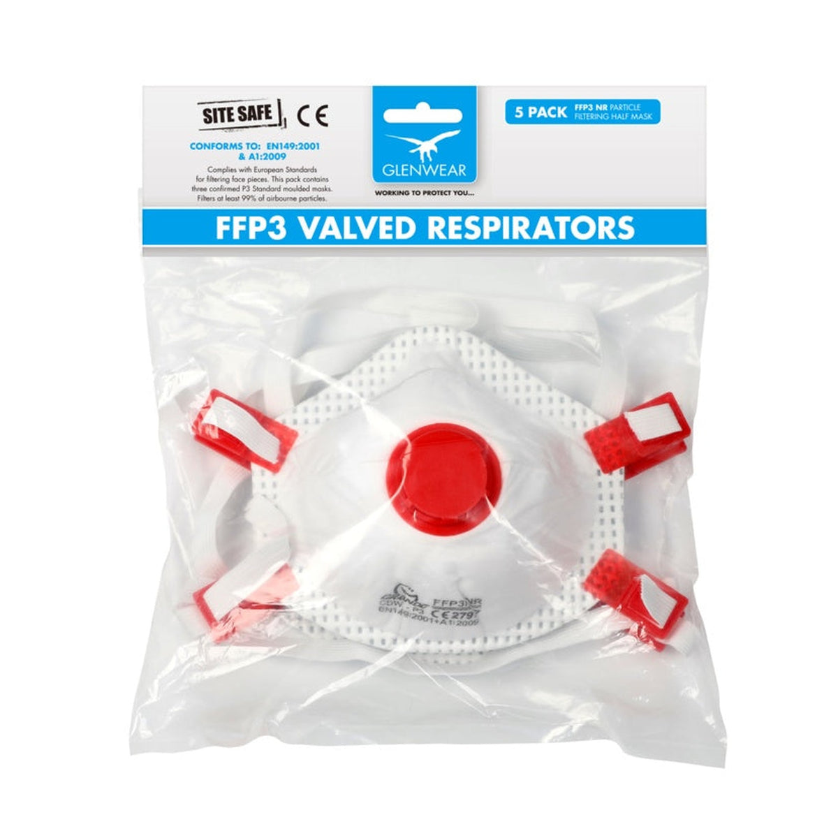 Glenwear FFP3 valved masks pack of 5
