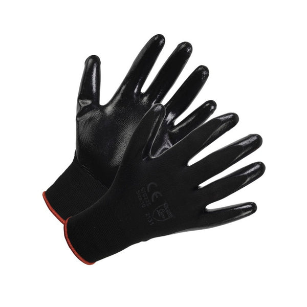 Pack of 12 Glenwear nitrile coated gloves size 9