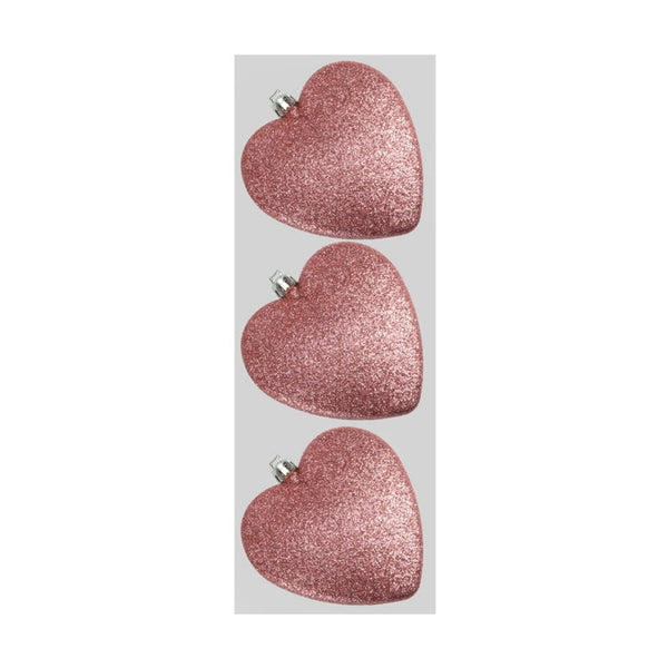 Glitter Hearts x 3 - 9cm Blush