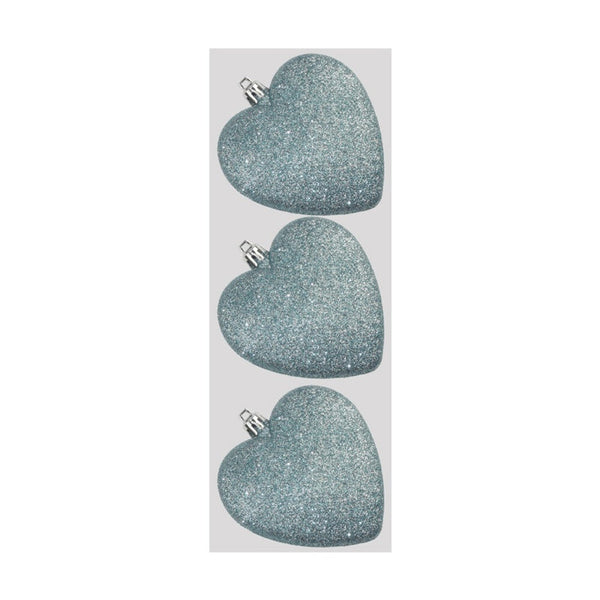 Glitter Hearts x 3 - 9cm Ice
