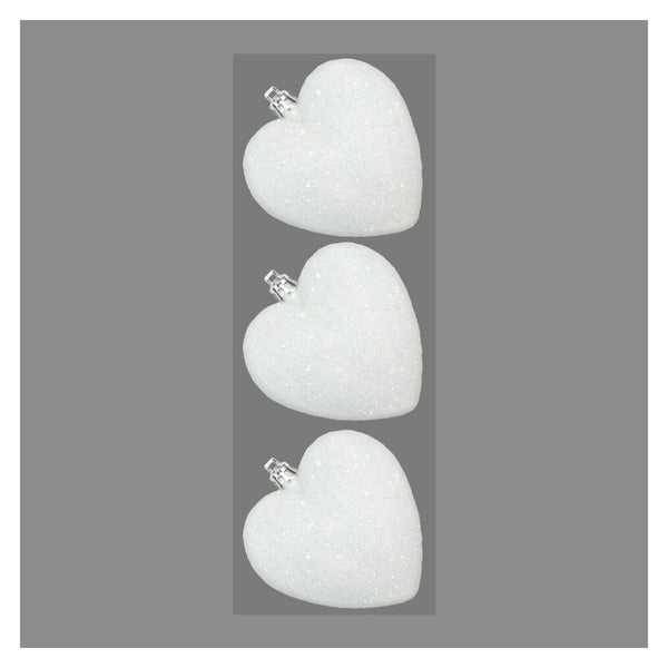Glitter Hearts x 3 - 9cm White