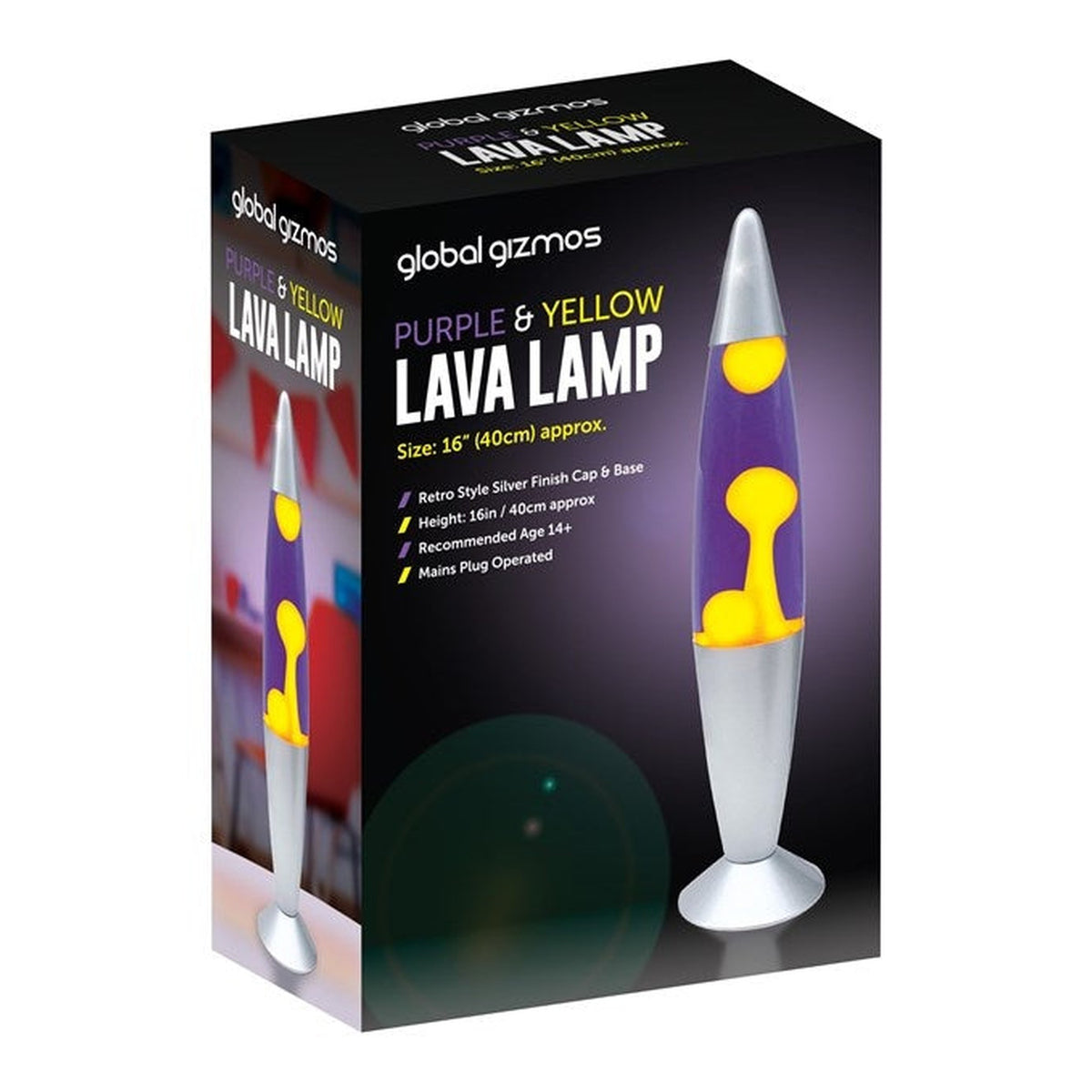 Global Gizmos purple and yellow lava lamp, 16 inch, view 2