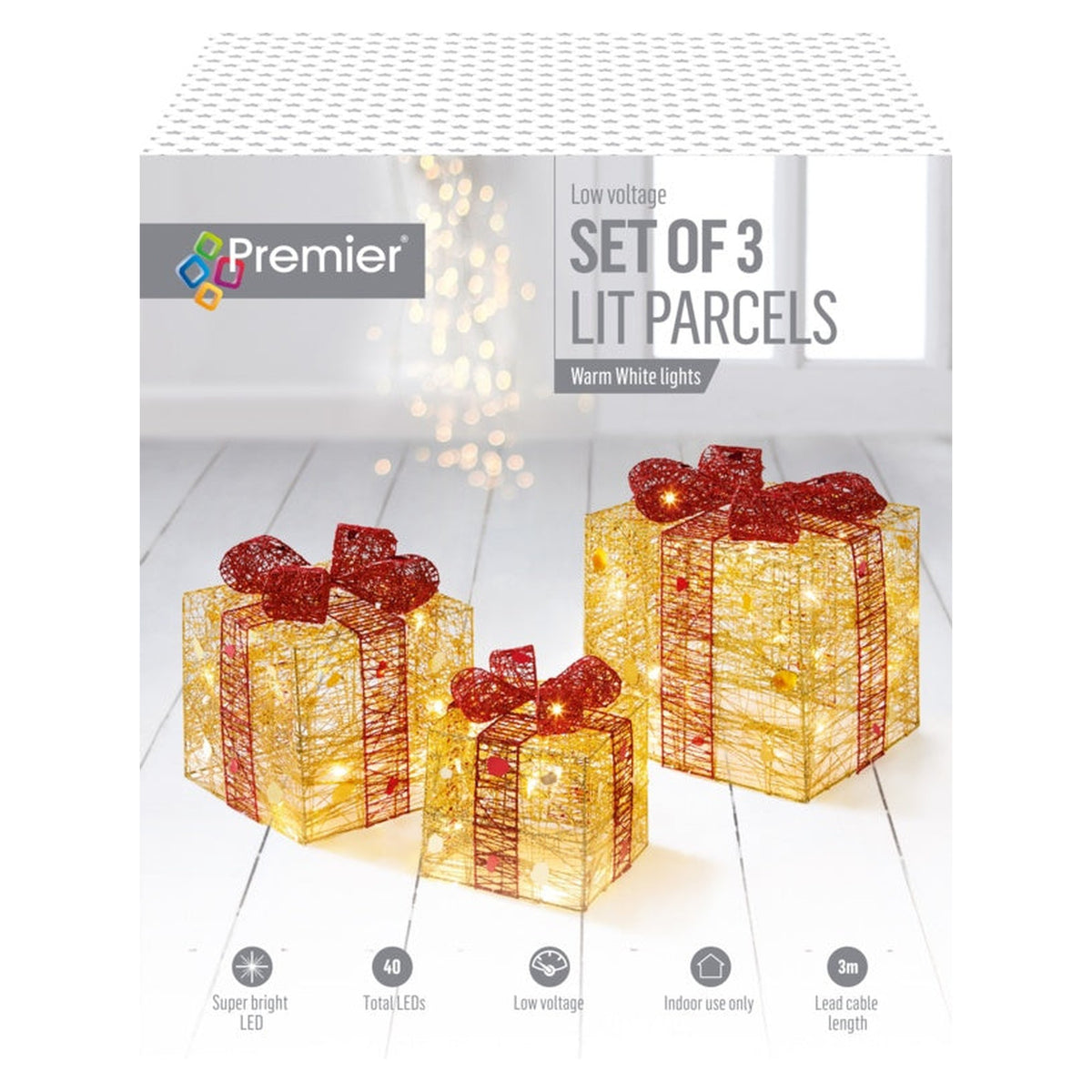 Gold & Red Parcels Warm White LEDs - 40 LEDs