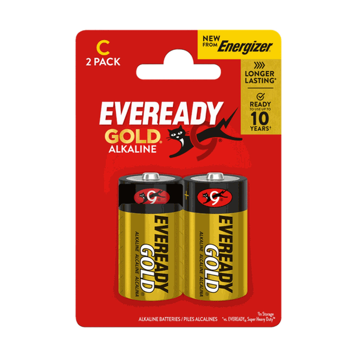 Gold C Batteries - Card of 2