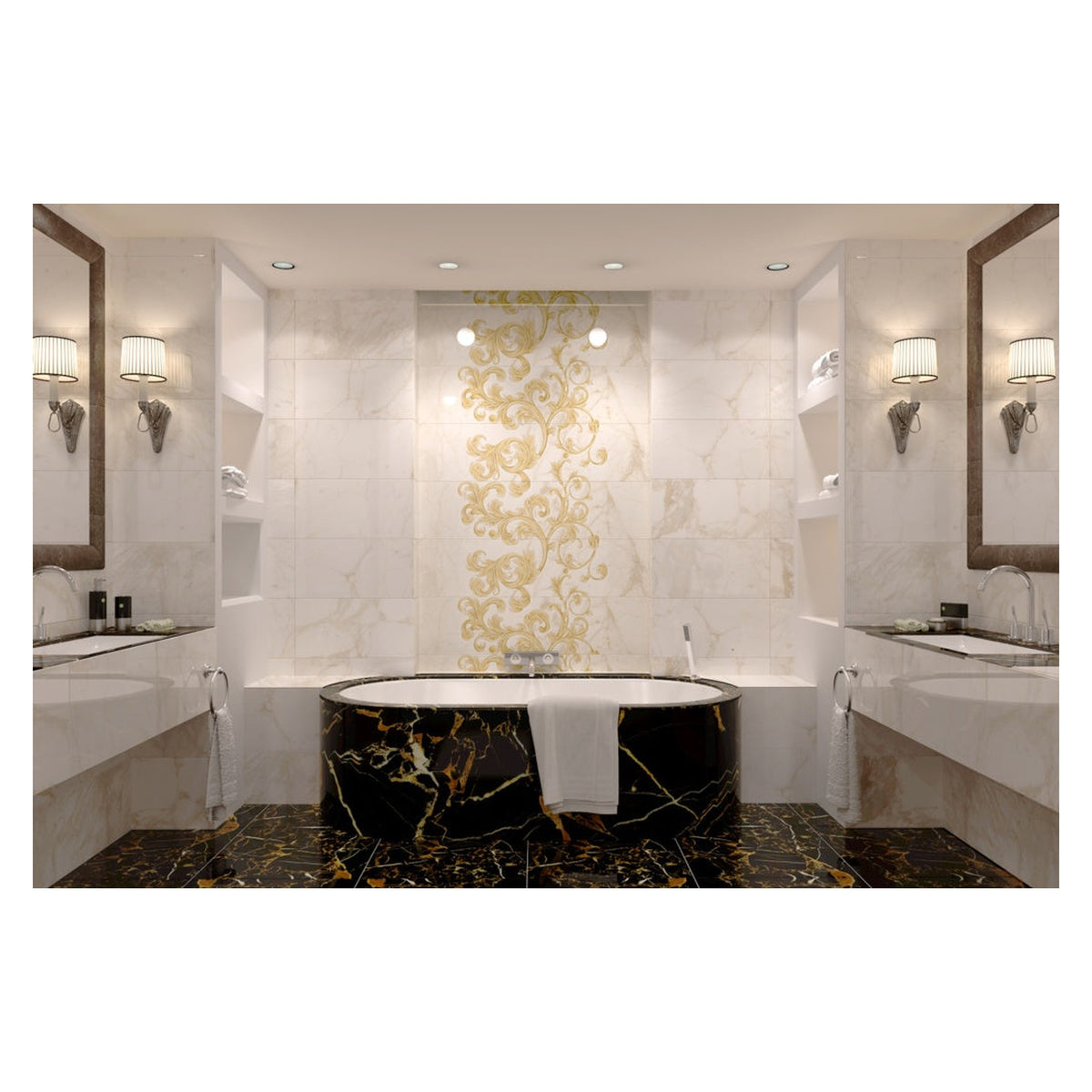 Golden Tile Saint Laurent marble wall tile, 300 x 600mm