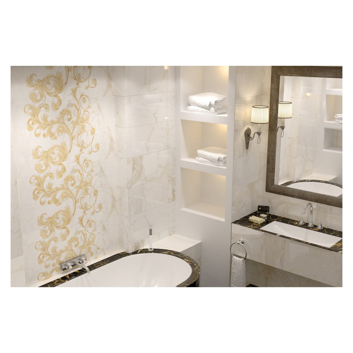 Golden Tile Saint Laurent marble wall tile, 300 x 600mm, view 2