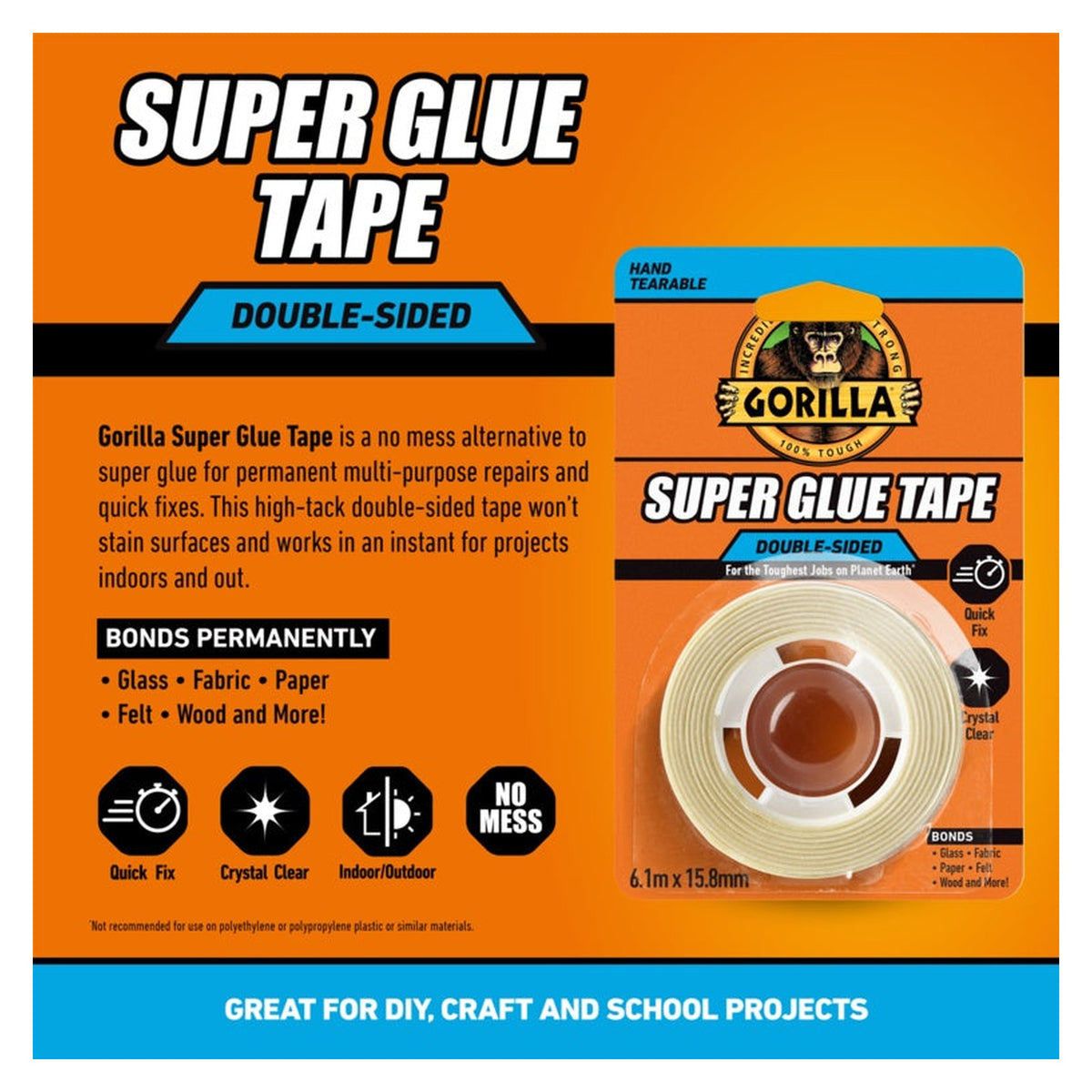 Gorilla Super Glue Tape 6.1m roll, view 2
