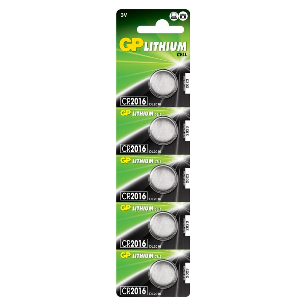 GP CR2016 lithium button cell battery card of 5