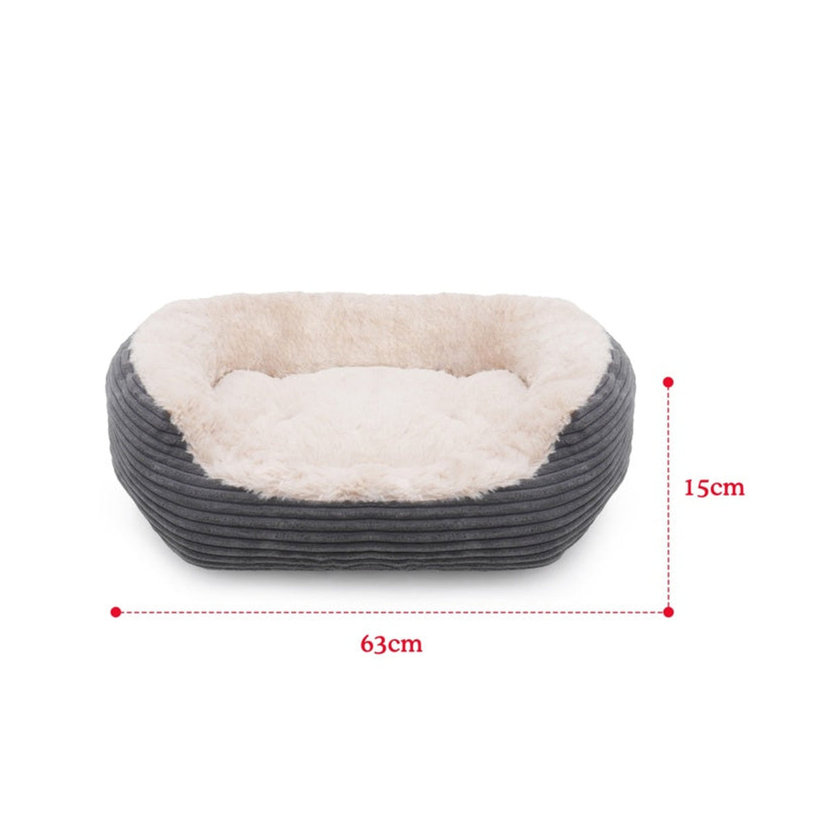 Grey Jumbo Cord Plush Dog Bed - Medium, view 2