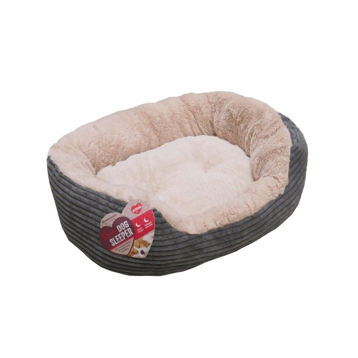 Grey Jumbo Cord Plush Dog Bed - Medium, view 4