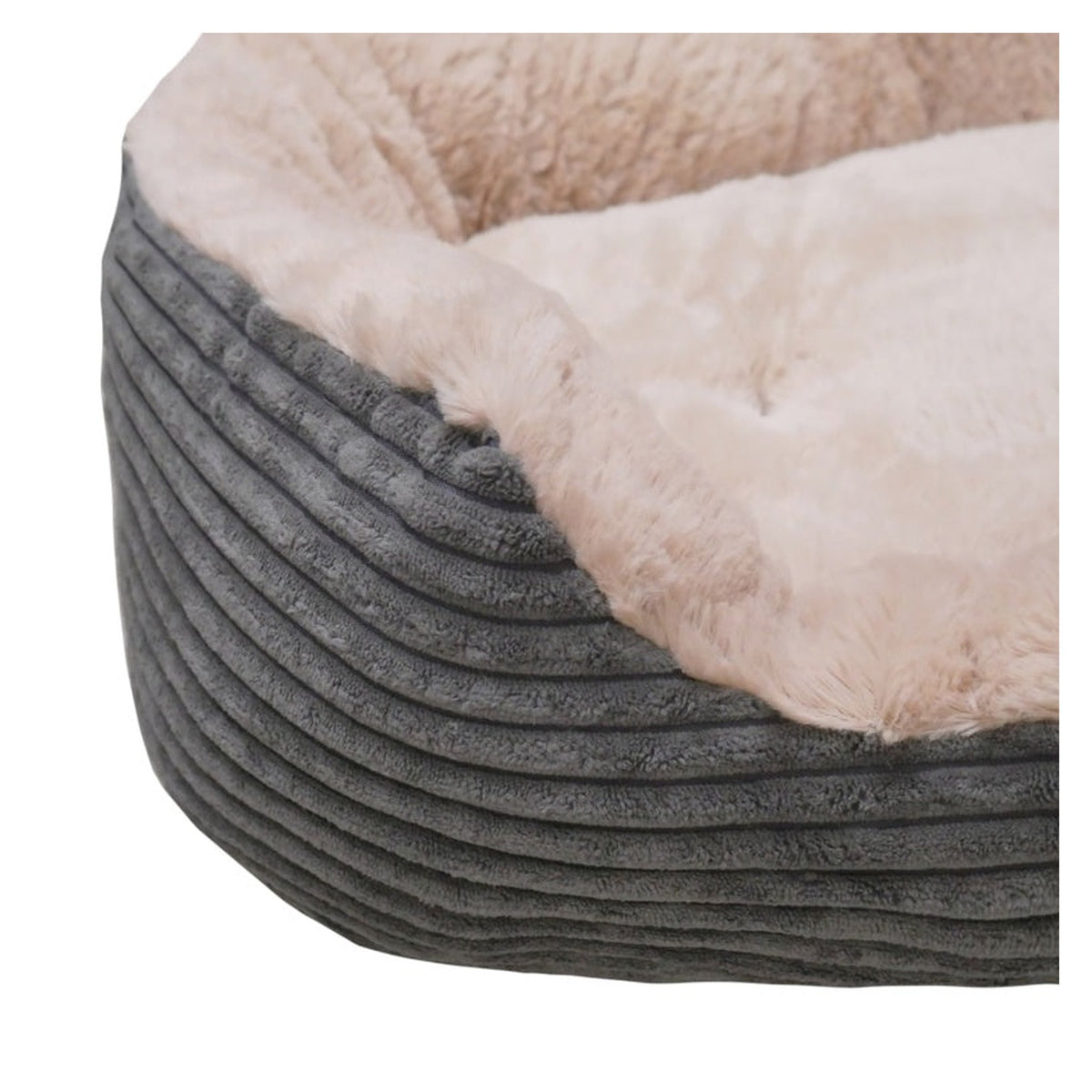 Grey Jumbo Cord Plush Dog Bed - Medium, view 5