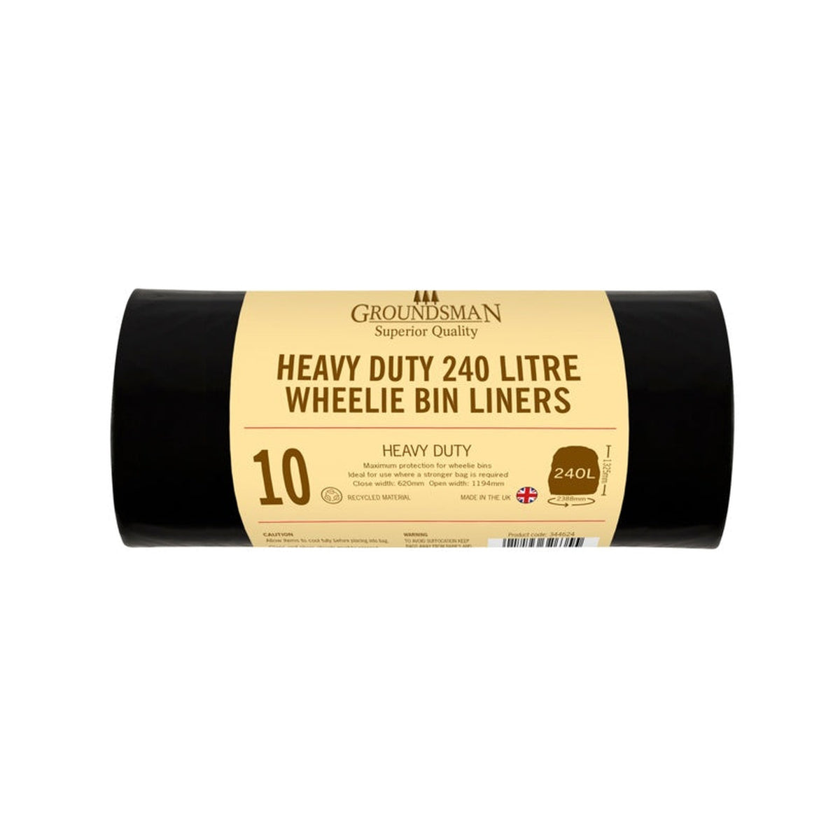 Pack of 10 Groundsman 240L wheelie bin liners