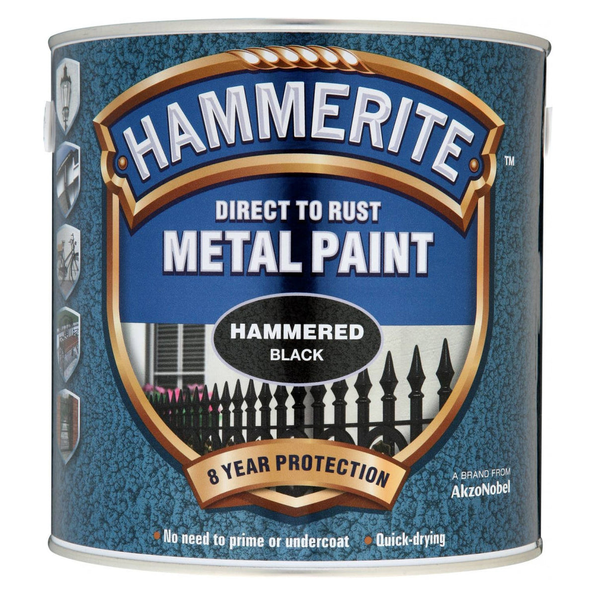 Hammerite Direct to Rust hammered black metal paint 2.5L