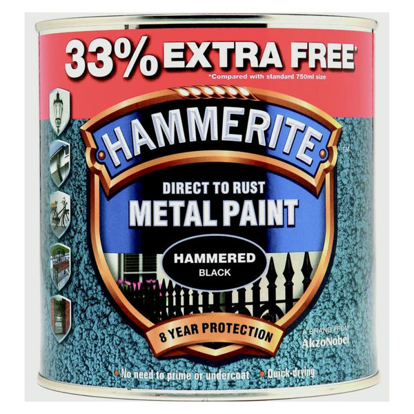 Hammerite Direct to Rust Hammered Black 750ml tin