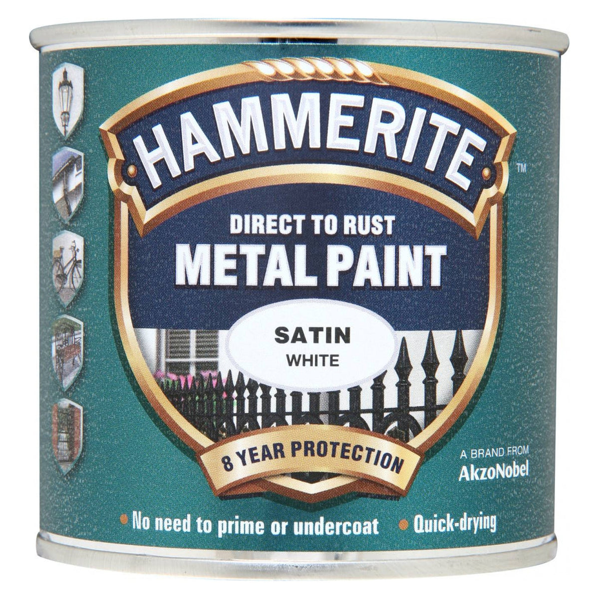 Hammerite satin finish white metal paint 250ml tin