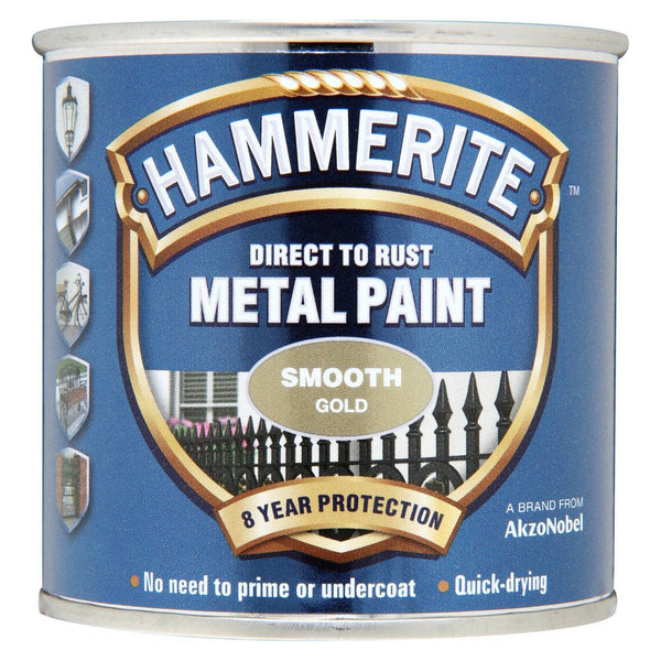Hammerite smooth finish gold metal paint 250ml tin