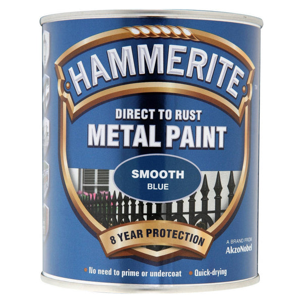 Hammerite smooth blue metal paint 750ml tin