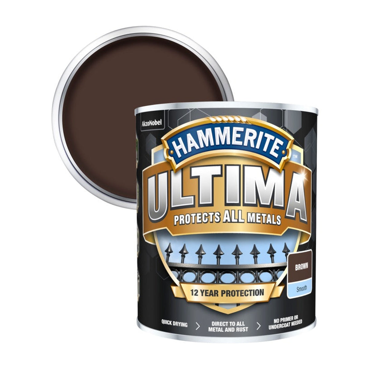 Hammerite Ultima smooth metal paint 750ml in brown, view 2